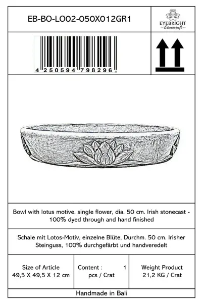 Artikelbild 5 des Artikels “Bandung - Schale mit Lotosmotiv, einzelne Blüte, Ø 50 cm | Steinguss “